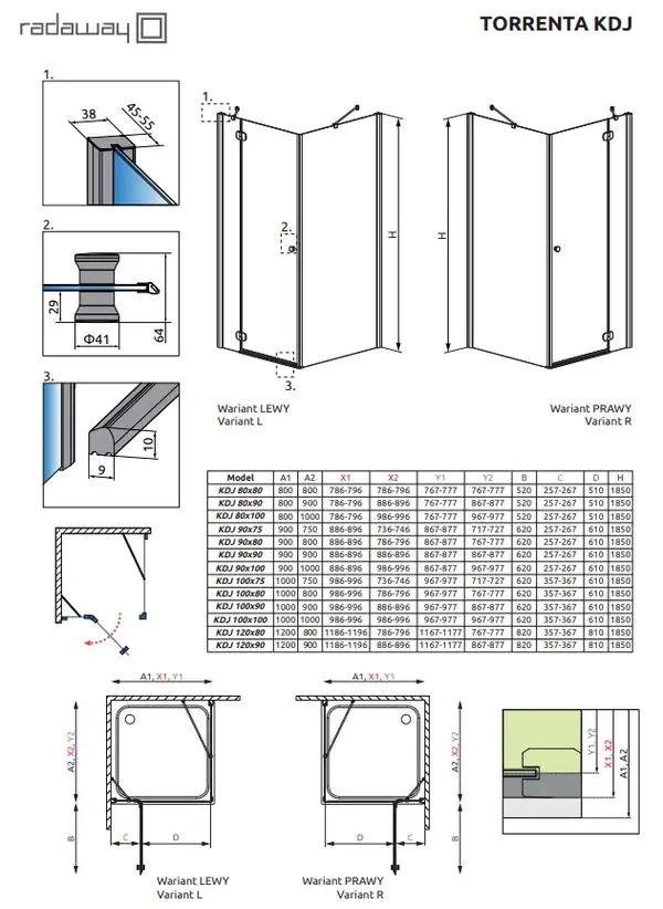 Душова кабіна прямокутна Torrenta KDJ 80 L×100, (32250-01-01NL) RADAWAY (132250-01-01L) Душова кабіна прямокутна Torrenta KDJ 80 L×100, (32250-01-01NL) RADAWAY (132250-01-01L)
