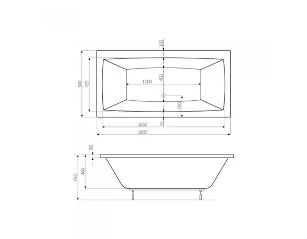 Ванна акрил.Vita 180*90 A24T082000 +ніжки Roca Ванна акрил.Vita 180*90 A24T082000 +ніжки Roca