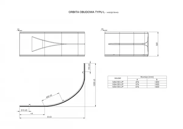 Панель A25T068000 ORBITA ліва 1500X1000   Roca