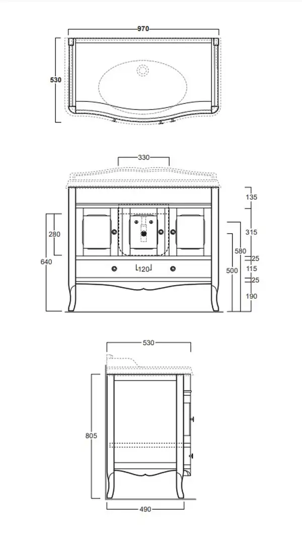 Тумба  Arcade під умив. AR874 з гнутим фасадом біла ARMC 105 SIMAS Італія (ARMC 105 white)
