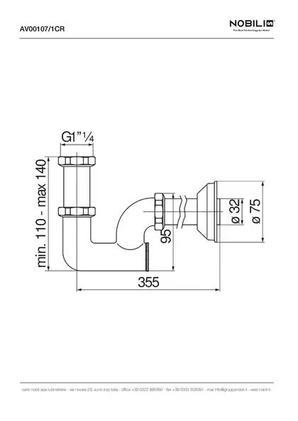 AV00107/1СR Сифон під донний клапан хром Nobili ІТАЛІЯ (AV00107/1CR) AV00107/1СR Сифон під донний клапан хром Nobili ІТАЛІЯ (AV00107/1CR)