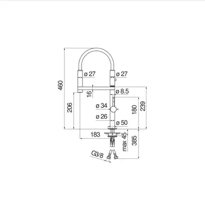 MV92400/50BM Змішувач для кухоної мийки Move ручна рухома лійка на магнітному кріпленні чорний мат Nobili ІТАЛІЯ (MV92400/50BM)