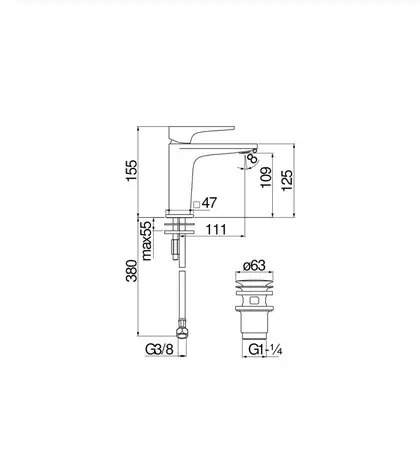 Nobili SE124118/2BM Змішувач для умивальника, чорний мат (SE124118/2BM)