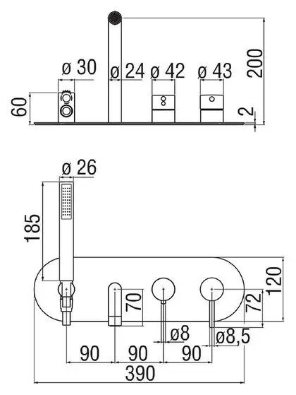 Nobili WEBK110/90TCR Смеситель для ванны, хром (WEBK110/90TCR)