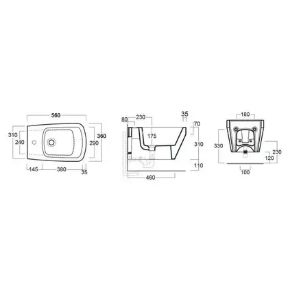 BB19/F87(F85)  (WHITE) Біде BB 19 підвісне, біле+Комплект кріплень F87(F85) до BB18/BB19 SIMAS ІТАЛІЯ (BB19/F87(F85)  (WHITE))