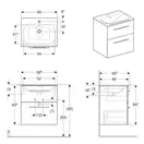 Geberit SELNOVA Square комплект: умывальник встроенный Slim Rim, с тумбой 58,8*50,2см, с 2мя ящиками, цвет белый глянец (501.236.00.1)