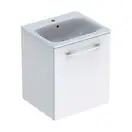 Geberit SELNOVA SQUARE комплект: умывальник встроенный Slim Rim, с тумбой 53,8*50,2см, с 1й дверью, белый глянец (501.248.00.1)