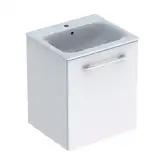 Geberit SELNOVA SQUARE комплект: умывальник встроенный Slim Rim, с тумбой 53,8*50,2см, с 1й дверью, белый глянец (501.248.00.1)
