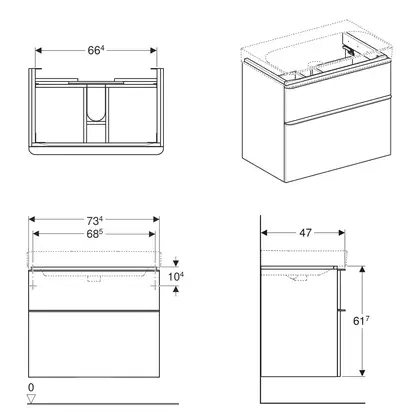 Geberit SMYLE Square тумба 73,4*61,7*47см, под умывальник, с 2мя ящичками, белый глянец (500.353.00.1) Geberit SMYLE Square тумба 73,4*61,7*47см, под умывальник, с 2мя ящичками, белый глянец (500.353.00.1)