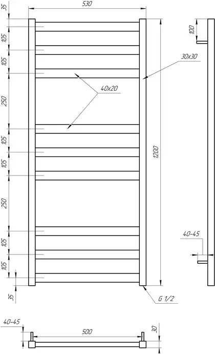 Genesis Aqua Электрический полотенцесушитель Genesis-Aqua Tristar flat 120x53 см, белый (50062) Genesis Aqua Электрический полотенцесушитель Genesis-Aqua Tristar flat 120x53 см, белый (50062)