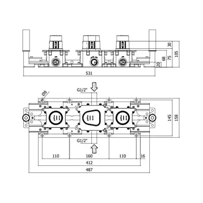 Paffoni Modular Box Вбуд. частина, 2 споживачі (MDBOX001)