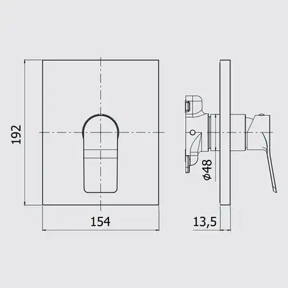 Смеситель для душа на 1 потребитель Paffoni Tilt (цвет - хром) (TIBOX010CR)