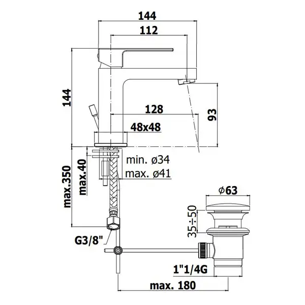 Смеситель для раковины Paffoni Effe (цвет - хром), с донным клапаном Clic-Clac (EF071KCR) Смеситель для раковины Paffoni Effe (цвет - хром), с донным клапаном Clic-Clac (EF071KCR)