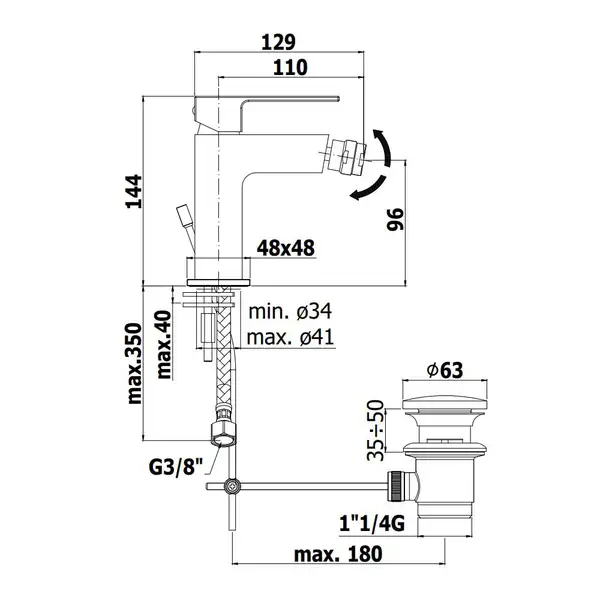 Смеситель для биде Paffoni Effe (цвет - хром), с донным клапаном Clic-Clac (EF131KCR) Смеситель для биде Paffoni Effe (цвет - хром), с донным клапаном Clic-Clac (EF131KCR)