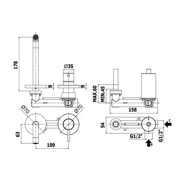 Paffoni Light Смеситель для раковины, черный матовый (LIG105NO70) Paffoni Light Смеситель для раковины, черный матовый (LIG105NO70)