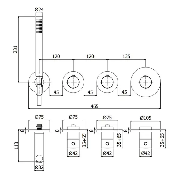 Paffoni Modular Box Термостат для душу/ванни, хром (MDE000CR) Paffoni Modular Box Термостат для душу/ванни, хром (MDE000CR)