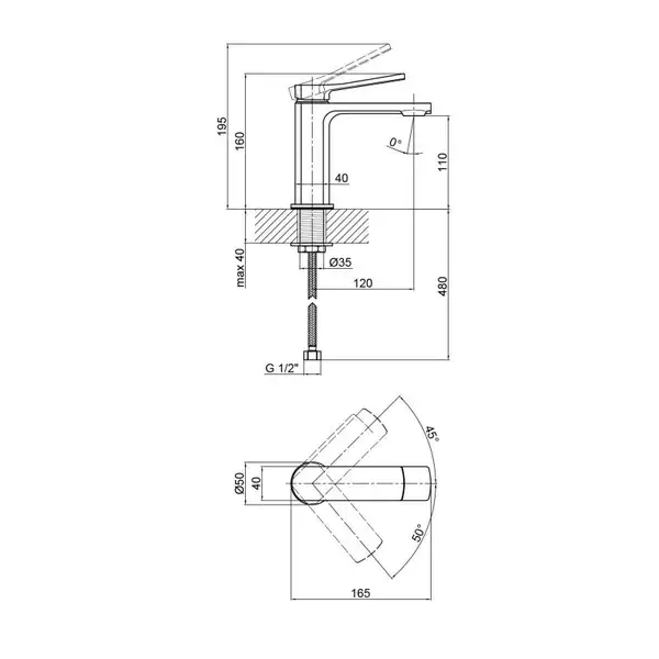 Смеситель для раковины Qtap Slavonice 1042103B (QTSLA1042103B)