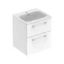 Тумба с раковиной Geberit Selnova Square slim rim 55 см, белый глянцевый (501.232.00.1)