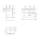 Тумба с раковиной Geberit Selnova Square slim rim 80 см, лава матовая (501.241.00.1)