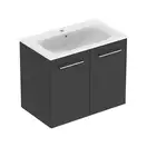 Тумба с раковиной Geberit Selnova Square slim rim 80 см, лава матовая (501.257.00.1)