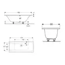 Ванна акриловая 180 х 80 х h46,6 см Geberit Tawa, slim rim, Duo в комплекте с ножками (554.124.01.1)