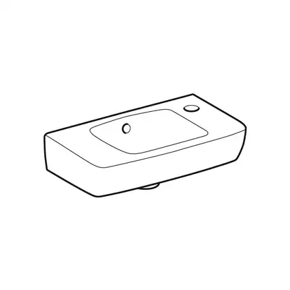 Маленькая (мини) раковина Geberit Selnova Compact 45 х 25 см, с 1 отверстием под смеситель справа (500.318.01.1)
