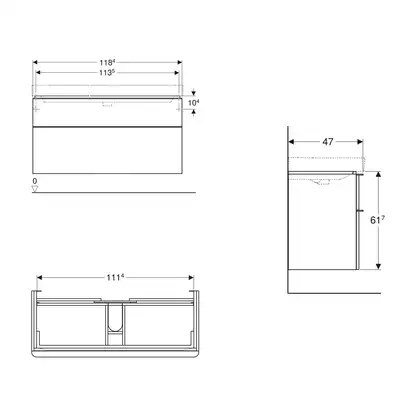Тумба под раковину Geberit Smyle Square 118,4 см, песочно-серый глянцевый (500.355.JL.1)