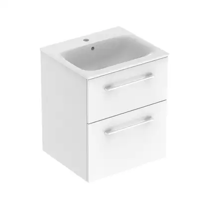 Тумба с раковиной Geberit Selnova Square slim rim 55 см, белый глянцевый (501.232.00.1)