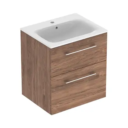 Тумба с раковиной Geberit Selnova Square slim rim 60 см, орех тёмный (501.238.00.1) Тумба с раковиной Geberit Selnova Square slim rim 60 см, орех тёмный (501.238.00.1)