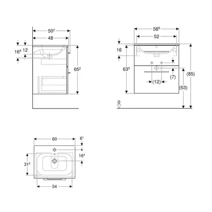 Тумба с раковиной Geberit Selnova Square slim rim 60 см, орех тёмный (501.238.00.1) Тумба с раковиной Geberit Selnova Square slim rim 60 см, орех тёмный (501.238.00.1)