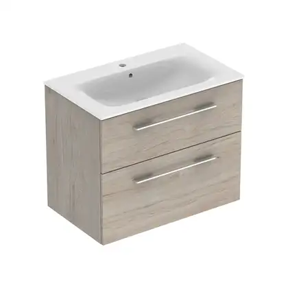 Тумба с раковиной Geberit Selnova Square slim rim 80 см, орех светлый (501.243.00.1)
