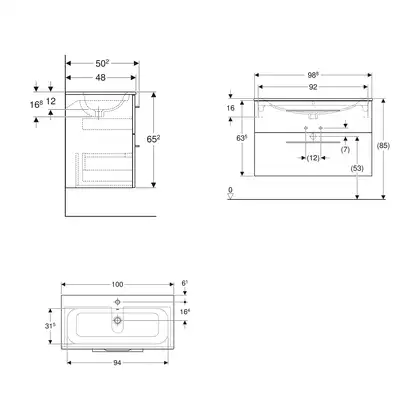 Тумба с раковиной Geberit Selnova Square slim rim 100 см, белый глянцевый (501.244.00.1) Тумба с раковиной Geberit Selnova Square slim rim 100 см, белый глянцевый (501.244.00.1)
