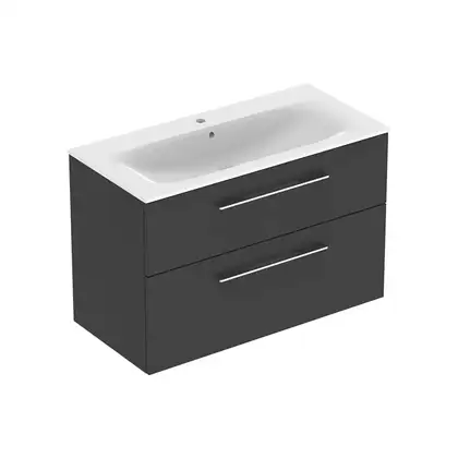Тумба с раковиной Geberit Selnova Square slim rim 100 см, лава матовая (501.245.00.1)