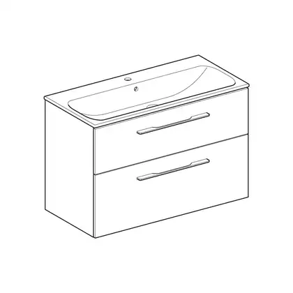 Тумба с раковиной Geberit Selnova Square slim rim 100 см, лава матовая (501.245.00.1)