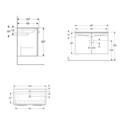 Тумба с раковиной Geberit Selnova Square slim rim 100 см, орех тёмный (501.262.00.1)