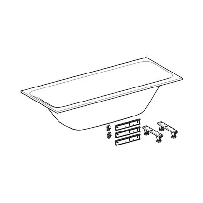 Ванна акриловая 180 х 80 х h46,6 см Geberit Tawa, slim rim, Duo в комплекте с ножками (554.124.01.1)