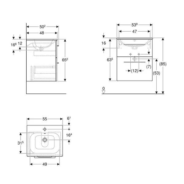 Тумба с раковиной Geberit Selnova Square slim rim 55 см, орех тёмный (501.234.00.1) Тумба с раковиной Geberit Selnova Square slim rim 55 см, орех тёмный (501.234.00.1)