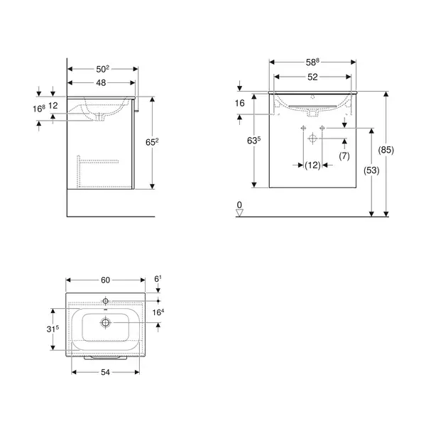Тумба с раковиной Geberit Selnova Square slim rim 60 см, светлый орех (501.239.00.1) Тумба с раковиной Geberit Selnova Square slim rim 60 см, светлый орех (501.239.00.1)