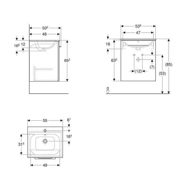Тумба с раковиной Geberit Selnova Square slim rim 55 см, орех тёмный (501.250.00.1) Тумба с раковиной Geberit Selnova Square slim rim 55 см, орех тёмный (501.250.00.1)