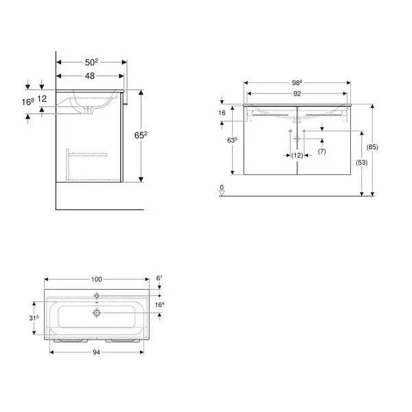 Тумба с раковиной Geberit Selnova Square slim rim 100 см, белый глянцевый (501.260.00.1) Тумба с раковиной Geberit Selnova Square slim rim 100 см, белый глянцевый (501.260.00.1)