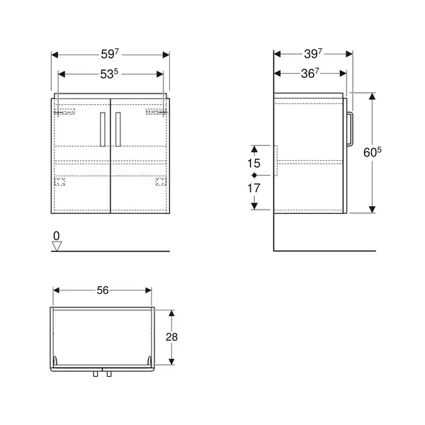 Тумба под раковину Geberit Selnova Compact 59,7 см, белый глянцевый (501.658.01.1)