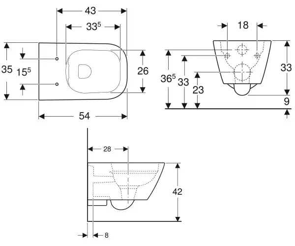 Geberit SMYLE SQUARE унитаз подвесной Rimfree, воронкоподобный, закритая форма (500.208.01.1) Geberit SMYLE SQUARE унитаз подвесной Rimfree, воронкоподобный, закритая форма (500.208.01.1)
