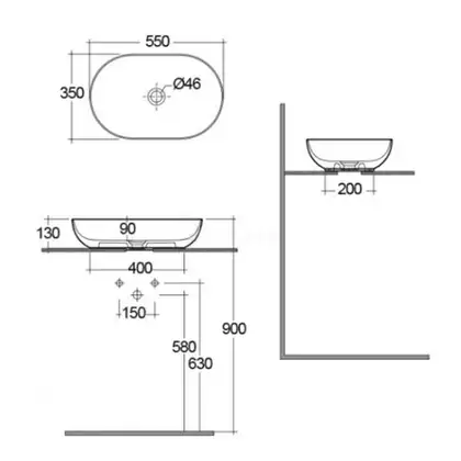 Rak Ceramics Feeling Раковина накладная, белый глянец (FEECT5500AWHA)