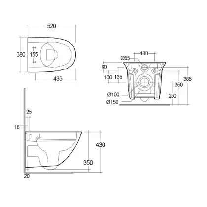 Унитаз подвесной Rimless (безободковый) Rak Ceramics Sensation, белый глянец (SENWC1446AWHA) Унитаз подвесной Rimless (безободковый) Rak Ceramics Sensation, белый глянец (SENWC1446AWHA)