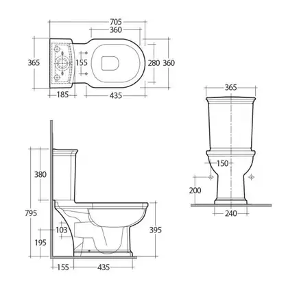 Унитаз-компакт Rak Ceramics Washington, без сиденья и бачка, белый глянец (WT11AWHA)