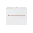 Комплект Qtap Virgo 800х580х437 White/Whitish oak тумба подвесная + раковина врезная  QT1872TPА8013080CW (QT1872TPА8013080CWWO)
