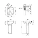 Раковина напольная с пьедесталом Qtap Baby 375x305x520 White с рисунком, с донным клапаном QT2311LP304BW (QT2311LP304BEWD)