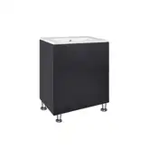 Комплект Qtap Tern 600х725х437 Matt black тумба напольная + раковина врезная, с полотенцедержателем QT1771TNЛ6023060CG (QT1771TNL6023060CMB)
