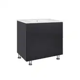 Комплект Qtap Tern 800х725х437 Matt black тумба напольная + раковина врезная, с полотенцедержателем QT1771TNЛ8023080CG (QT1771TNL8023080CMB)