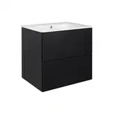 Комплект Qtap Tern 600х580х437 Matt black тумба напольная + раковина врезная, с полотенцедержателем QT1772TPЛ6023060CG (QT1772TPL6023060CMB)